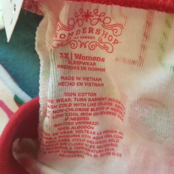 Women's The Wondershop JOYFUL PAJAMA SET Plus Sz. 3X  White Multi colored NWT - Picture 7 of 7